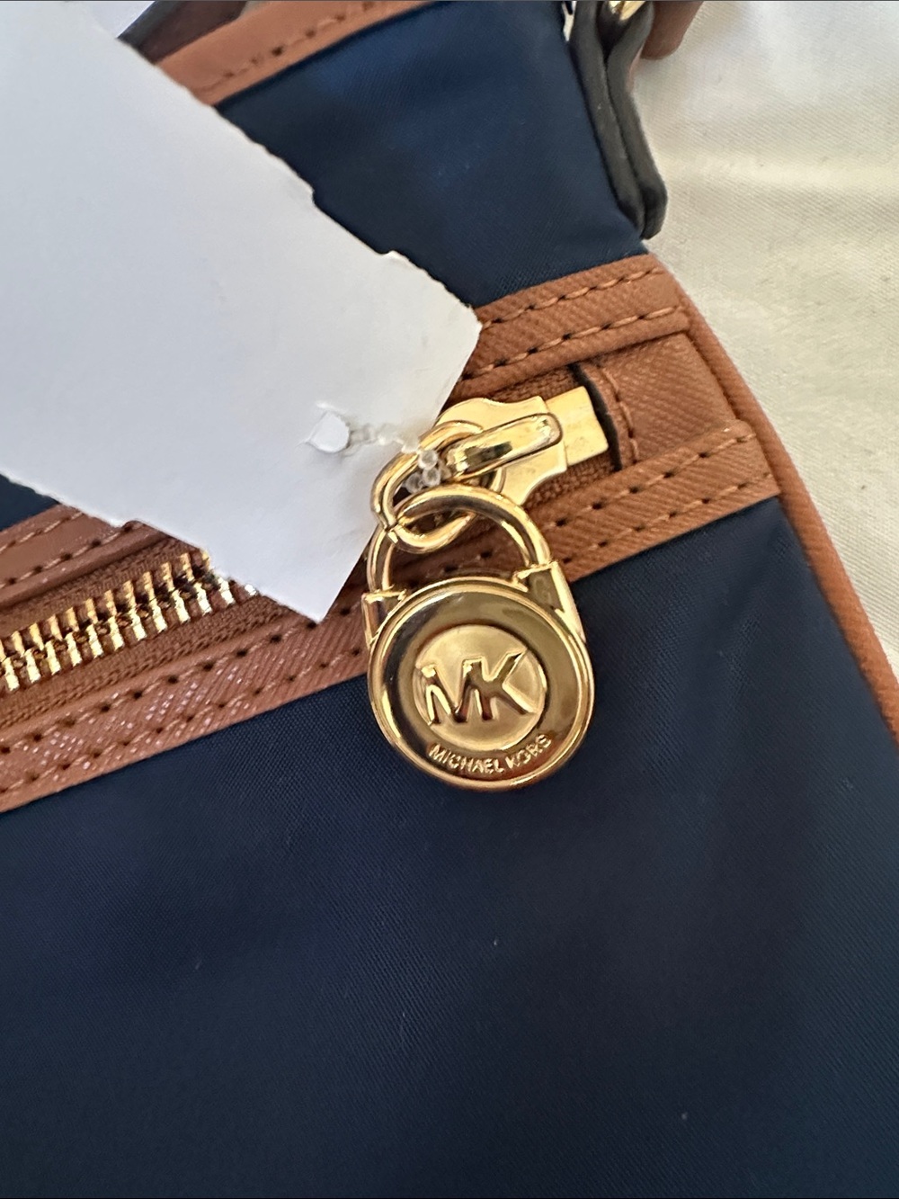 Michael Kors Navy and Tan Zip Wristlet - Picture 7 of 7